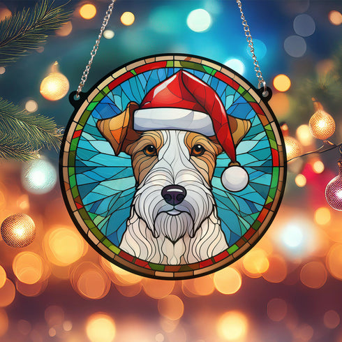 Fox Terrier Christmas Suncatcher